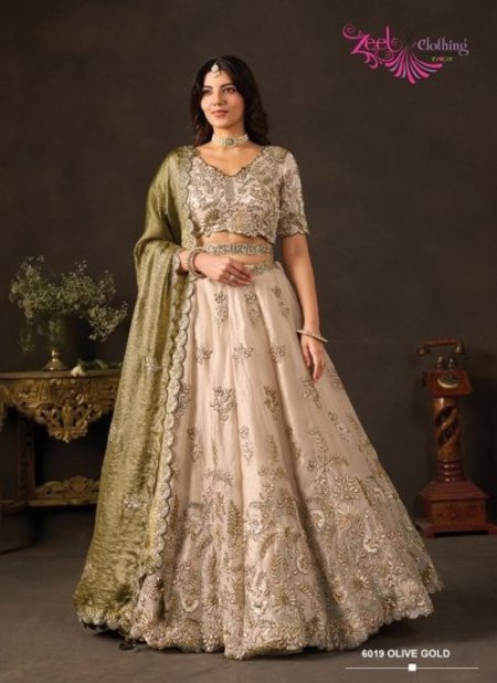 Olive Gold Lashkara By Zeel Fendy Silk With Sequence Work Lehenga Choli 6019